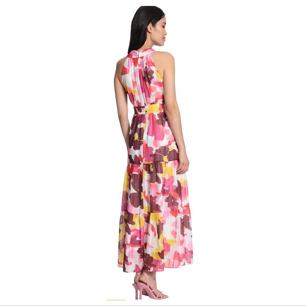 NWT Maggy London Criss-Cross Halter Tiered Maxi Dress, Size 10 - Picture 3 of 17